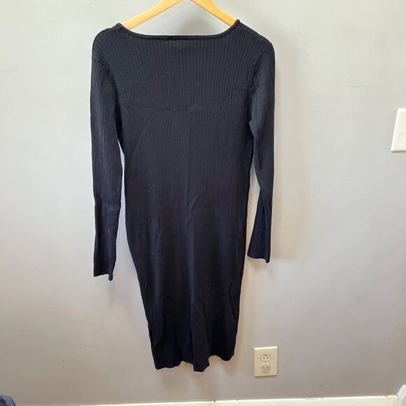 Seraphine Black Ribbed Knit Long Sleeve Bodycon Maternity Dress XL - Picture 3 of 4